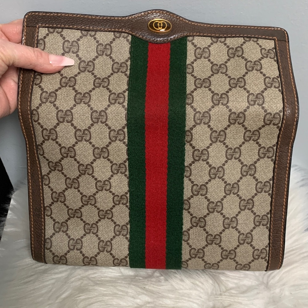Authentic vintage 1980’s Gucci Sherry Line Ophidia clutch w/ free conversion kit - Picture 12 of 17